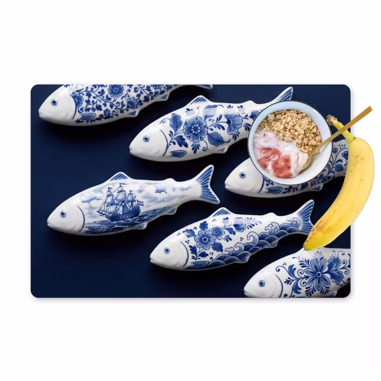 Vissen - Delfts - Blauw - Keramiek Placemat vinyl groot -zzzproduct_Kitchenyeah-website