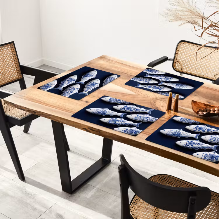 Vissen - Delfts - Blauw - Keramiek Placemat vinyl groot -zzsfeer4_Kitchenyeah-website