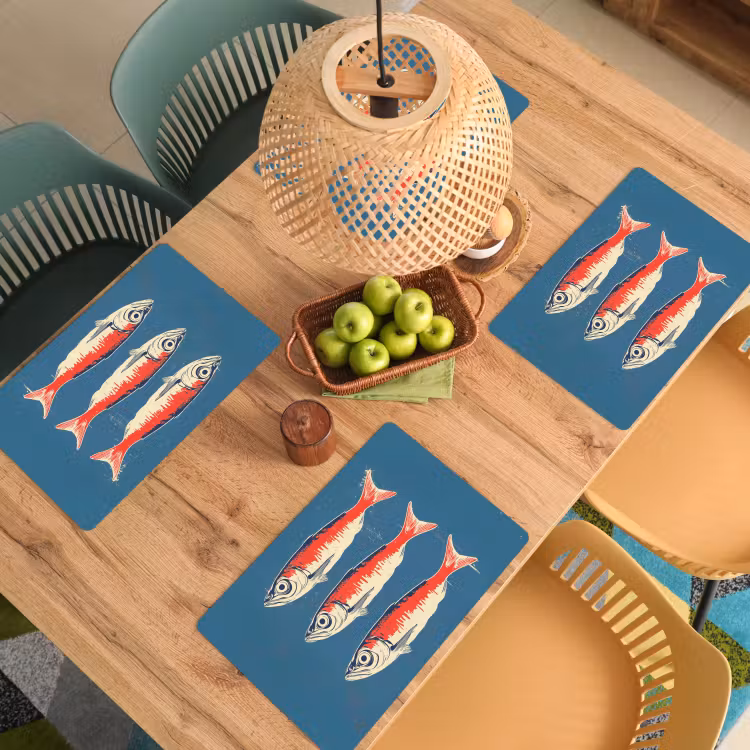 Vissen - Rood - Blauw Placemat vinyl groot -zzsfeer5_Kitchenyeah-website