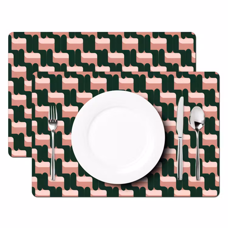 Vlechtpatroon - Groen - Roze - Geometrisch Placemat vinyl groot 368 -zzsfeer2_Kitchenyeah-website