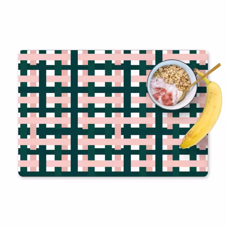 Vlechtpatroon - Groen - Roze - Grafisch Placemat vinyl groot 368 -zzzproduct_Kitchenyeah-website
