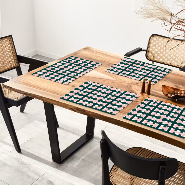 Vlechtpatroon - Groen - Roze - Grafisch Placemat vinyl groot 368 -zzsfeer4_Kitchenyeah-website