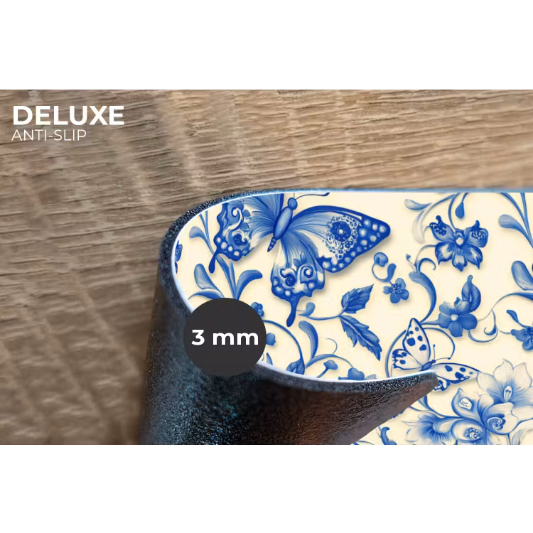 Vlinders - Bloemen - Blauw - Botanisch Placemat vinyl groot 368 -closeup