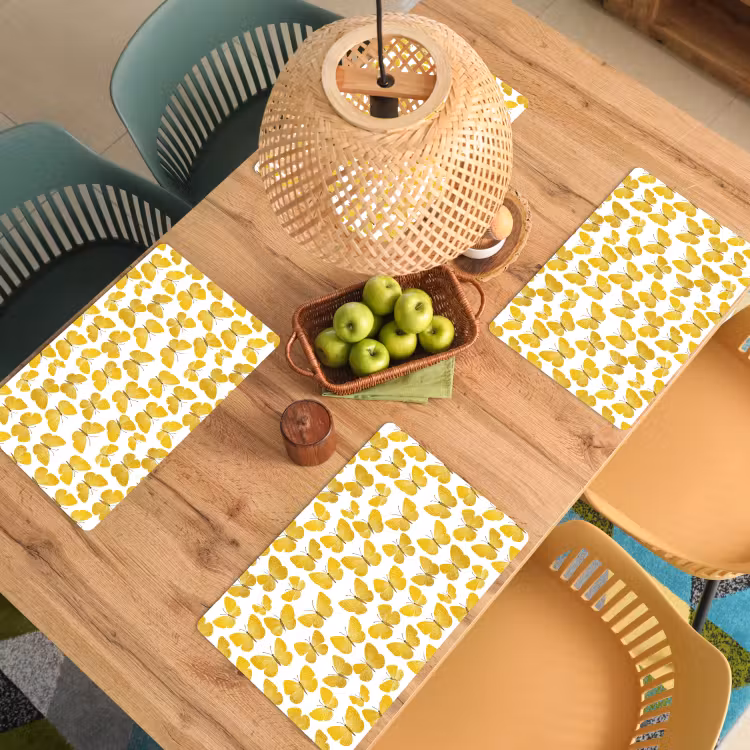 Vlinders - Botanisch - Illustratie - Geel - Wit Placemat vinyl groot 368 -zzsfeer5_Kitchenyeah-website