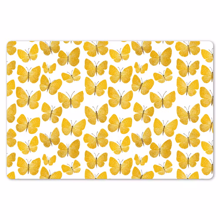 Vlinders - Botanisch - Illustratie - Geel - Wit Placemat vinyl groot 368 -zzsfeer1_Kitchenyeah-website