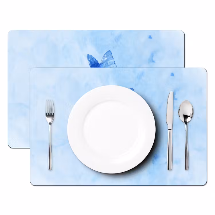 Vlinders - Sierlijk - Blauw Placemat vinyl groot -zzsfeer2_Kitchenyeah-website