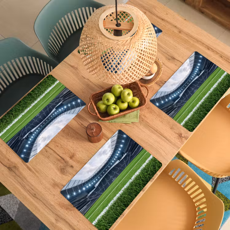 Voetbal - Stadion - Sport - Groen Placemat vinyl groot -zzsfeer5_Kitchenyeah-website