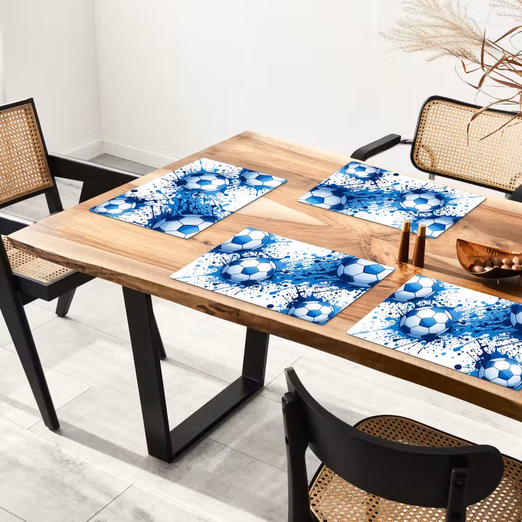 Voetballen - Verf - Sport - Blauw Placemat vinyl groot -zzsfeer4_Kitchenyeah-website