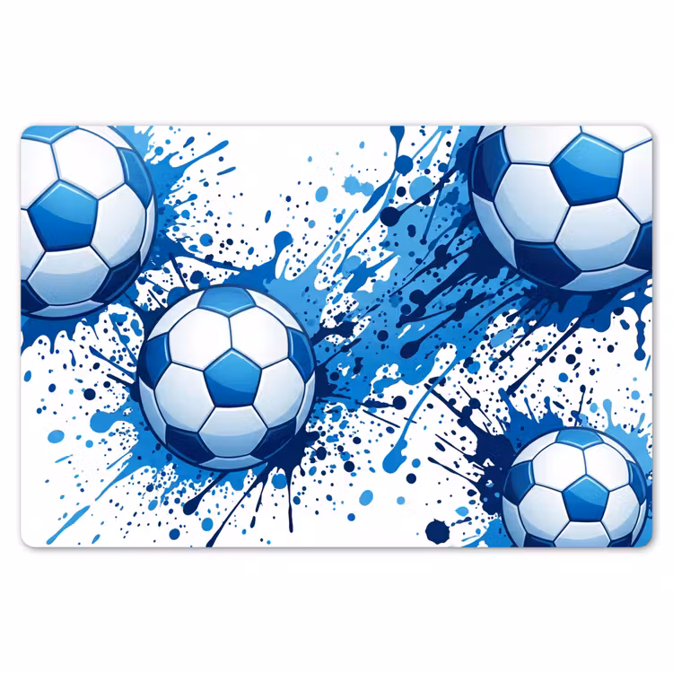 Voetballen - Verf - Sport - Blauw Placemat vinyl groot -zzsfeer1_Kitchenyeah-website
