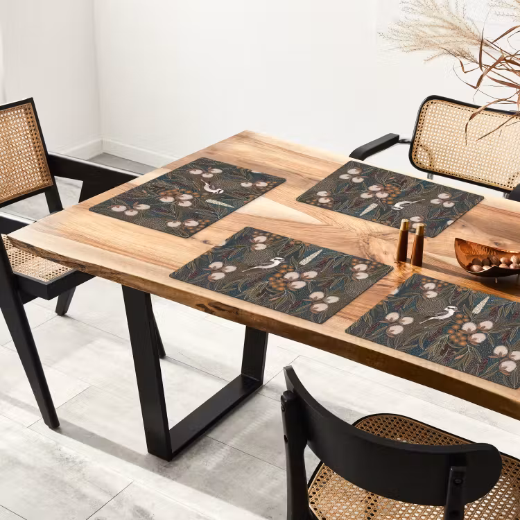 Vogel - Bladeren - Natuur - Illustratie - Groen Placemat vinyl groot -zzsfeer4_Kitchenyeah-website