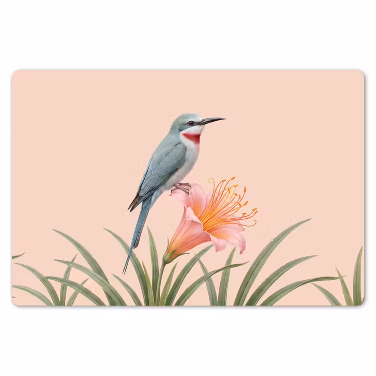 Vogel - Bloem - Natuur - Roze Placemat vinyl groot -zzsfeer1_Kitchenyeah-website