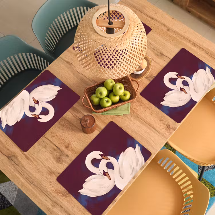 Vogel - Koppel - Liefde - Abstract - Wit Placemat vinyl groot -zzsfeer5_Kitchenyeah-website