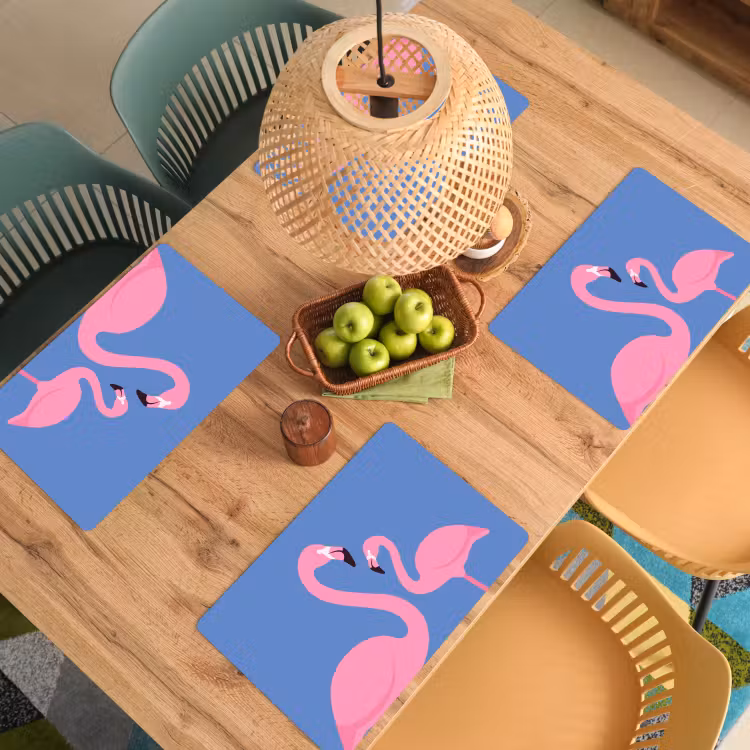 Vogel - Paar - Dieren - Modern - Roze Placemat vinyl groot -zzsfeer5_Kitchenyeah-website