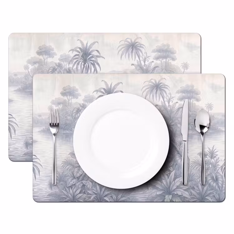 Vogel - Rivier - Tropisch - Illustratie - Blauw Placemat vinyl groot -zzsfeer2_Kitchenyeah-website