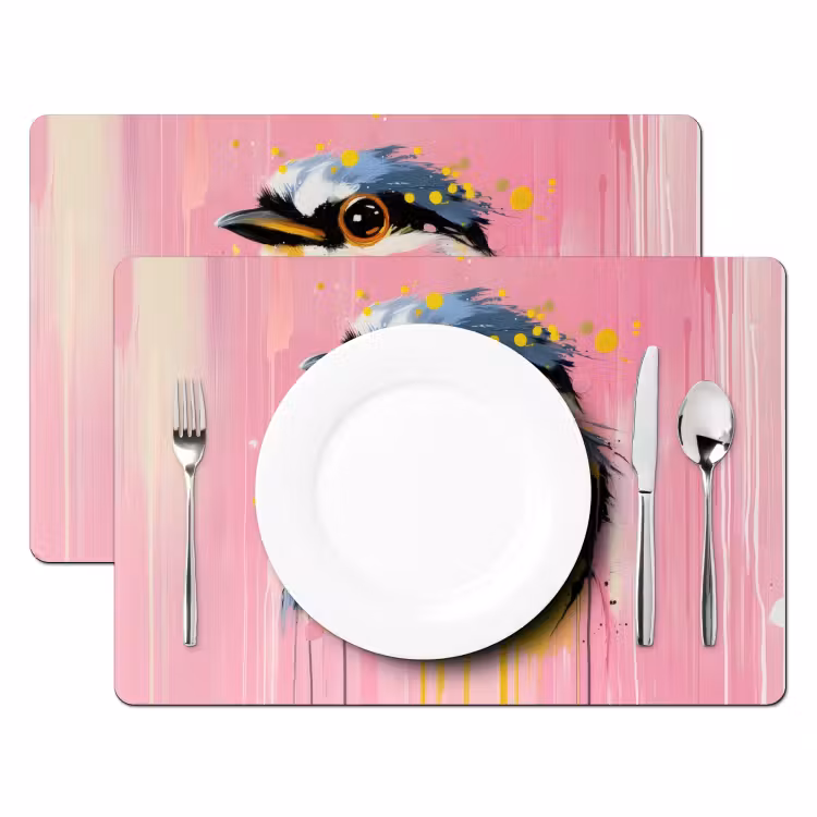 Vogel - Roze - Geel - Blauw Placemat vinyl groot -zzsfeer2_Kitchenyeah-website