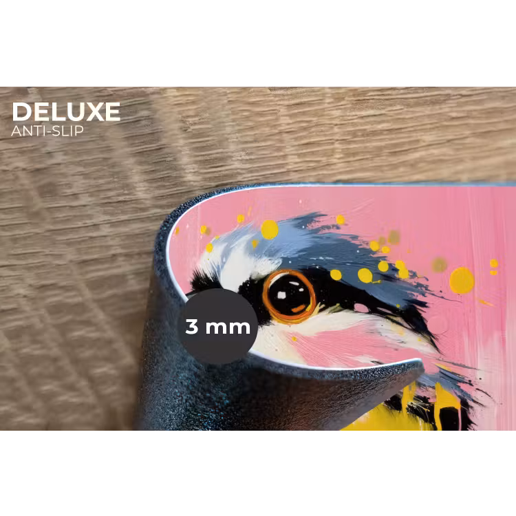 Vogel - Roze - Geel - Blauw Placemat vinyl groot -closeup
