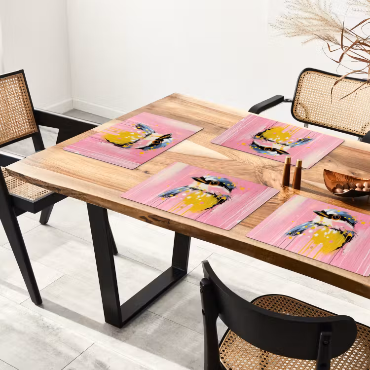 Vogel - Roze - Geel - Blauw Placemat vinyl groot -zzsfeer4_Kitchenyeah-website