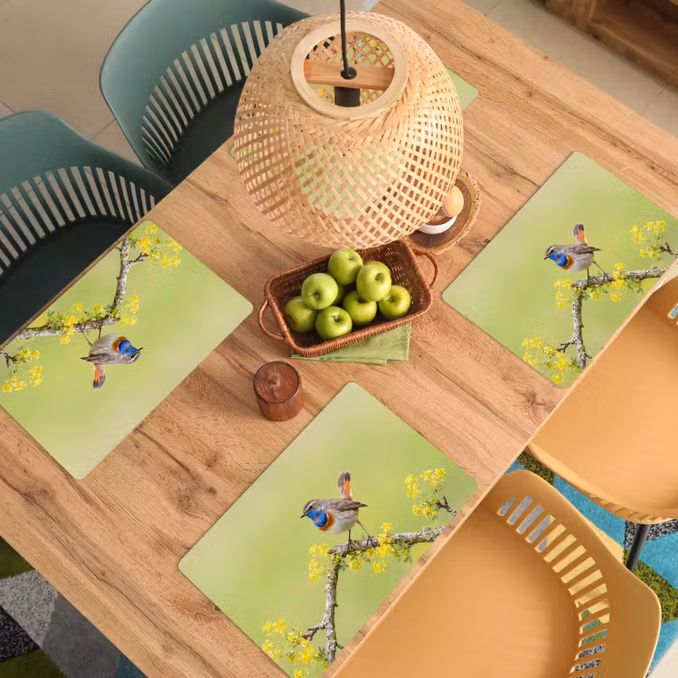 Vogel - Tak - Natuur - Kleurrijk Placemat vinyl groot -zzsfeer5_Kitchenyeah-website