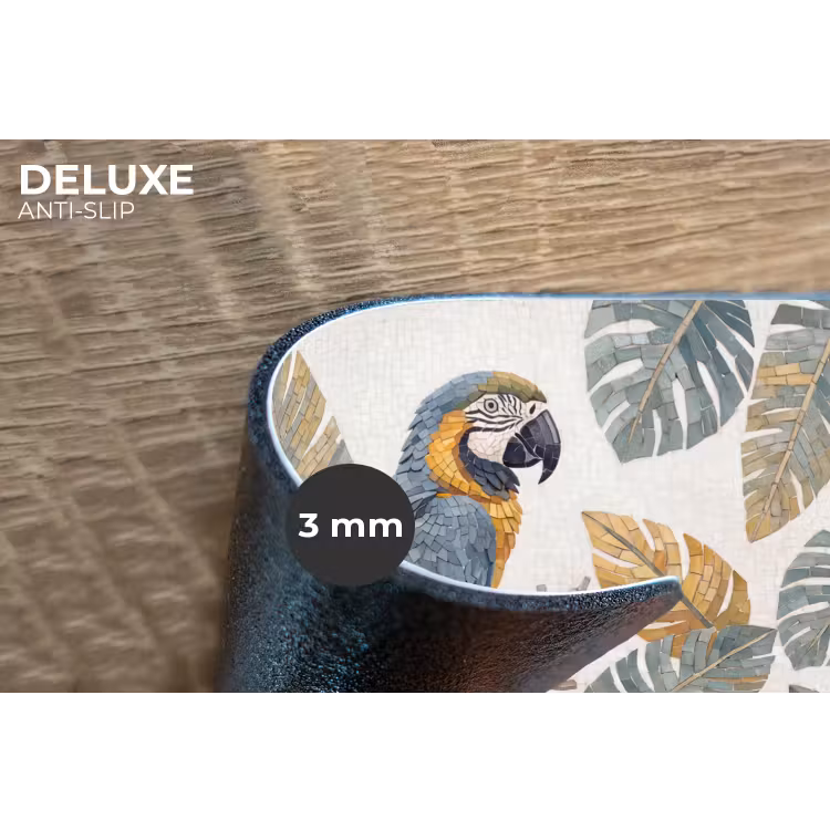 Vogel - Tak - Natuur - Mozaïek - Blauw Placemat vinyl groot -closeup