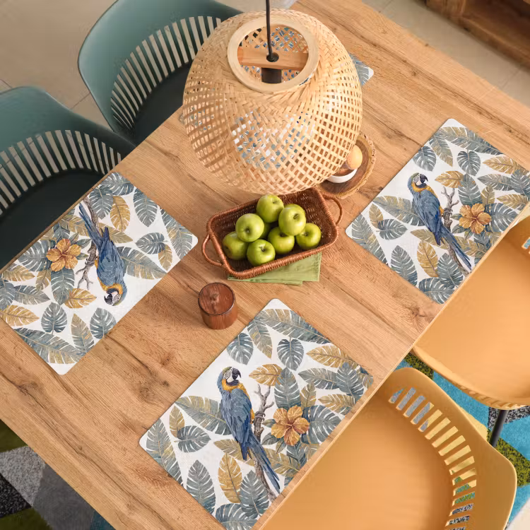 Vogel - Tak - Natuur - Mozaïek - Blauw Placemat vinyl groot -zzsfeer5_Kitchenyeah-website
