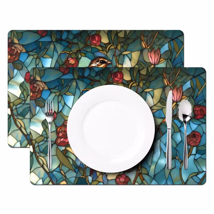 Vogel - Tak - Rozen - Mozaïek Placemat vinyl groot -zzsfeer2_Kitchenyeah-website