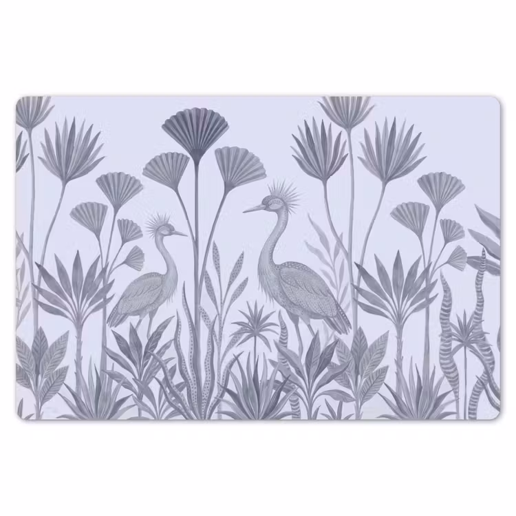 Vogel - Tropisch - Illustratie - Blauwgrijs - Natuur Placemat vinyl groot -zzsfeer1_Kitchenyeah-website