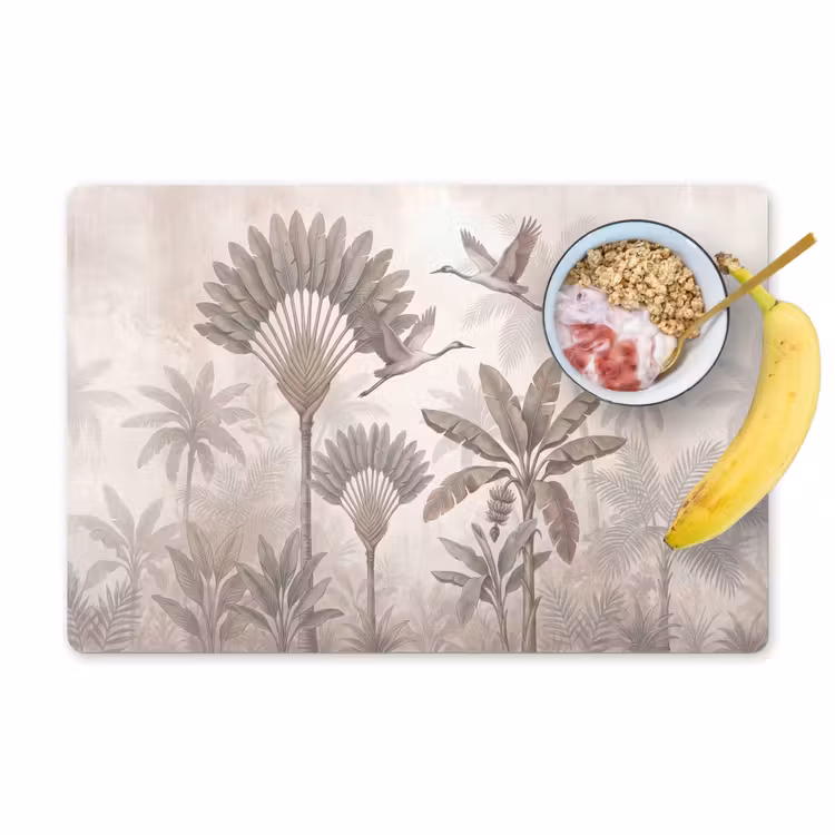 Vogel - Tropisch - Jungle - Natuur - Beige Placemat vinyl groot -zzzproduct_Kitchenyeah-website