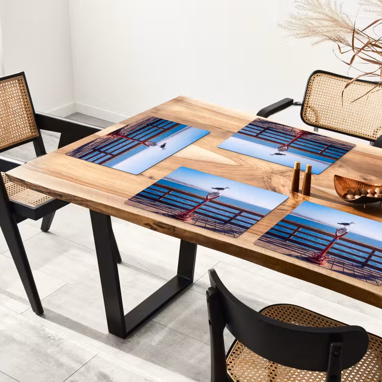 Vogel - Verrekijker - Kust - Zee - Blauw Placemat vinyl groot -zzsfeer4_Kitchenyeah-website