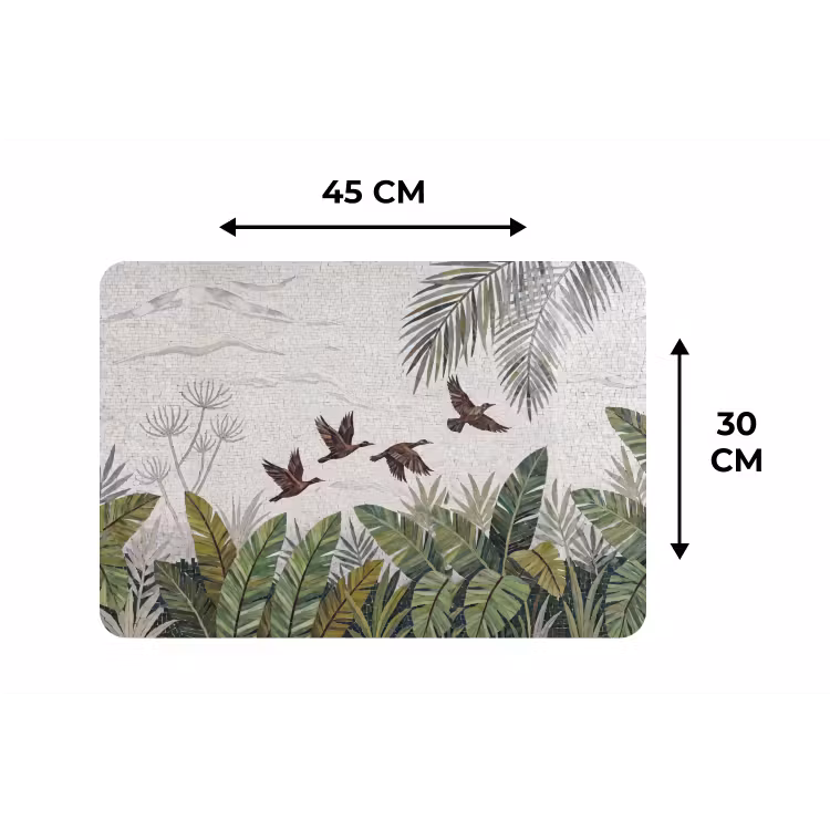 Vogel - Vliegend - Tropisch - Mozaïek - Groen Placemat vinyl groot -specs