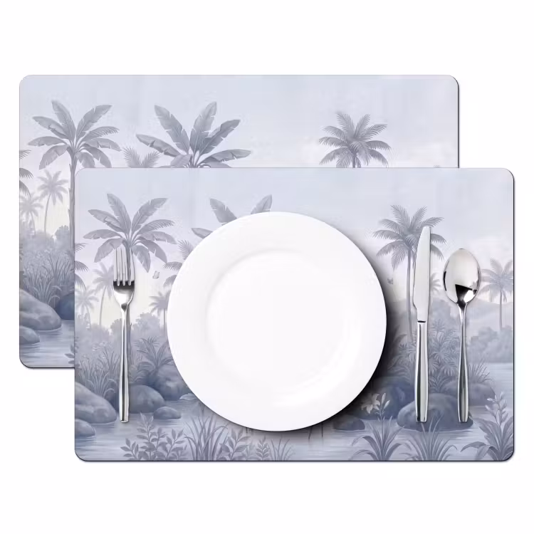 Vogel - Water - Tropisch - Natuur - Blauw Placemat vinyl groot -zzsfeer2_Kitchenyeah-website