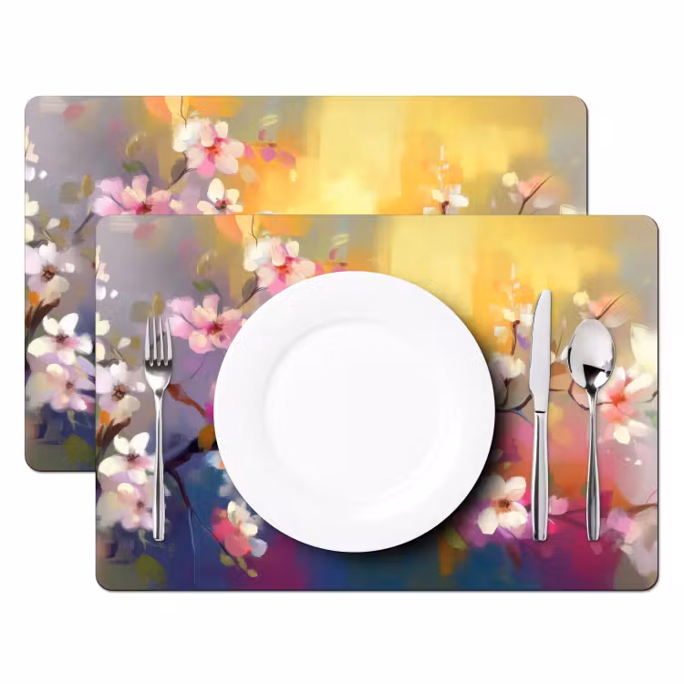 Vogels - Bloemen - Roze Placemat vinyl groot -zzsfeer2_Kitchenyeah-website
