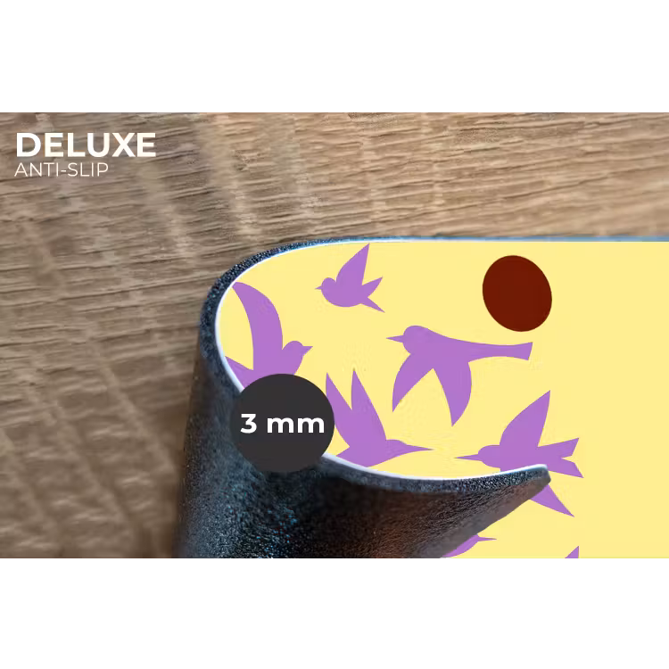 Vogels - Cirkel - Geel - Beweging Placemat vinyl groot -closeup