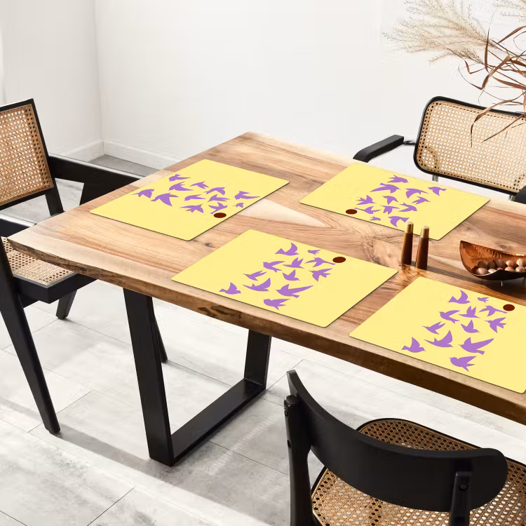Vogels - Cirkel - Geel - Beweging Placemat vinyl groot -zzsfeer4_Kitchenyeah-website