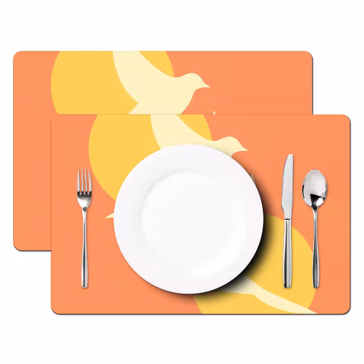 Vogels - Cirkels - Geel Placemat vinyl groot -zzsfeer2_Kitchenyeah-website