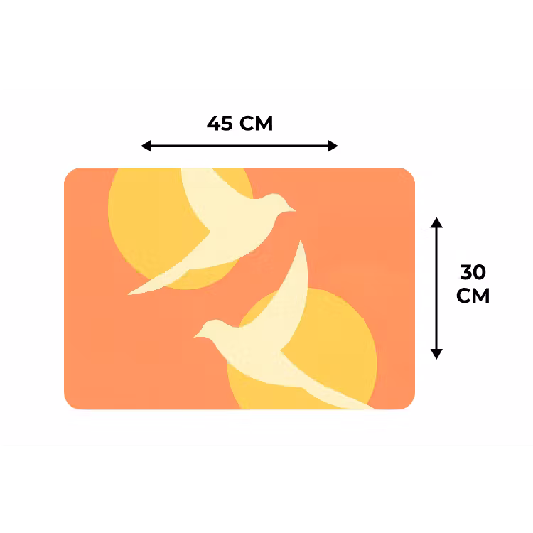 Vogels - Cirkels - Geel Placemat vinyl groot -specs