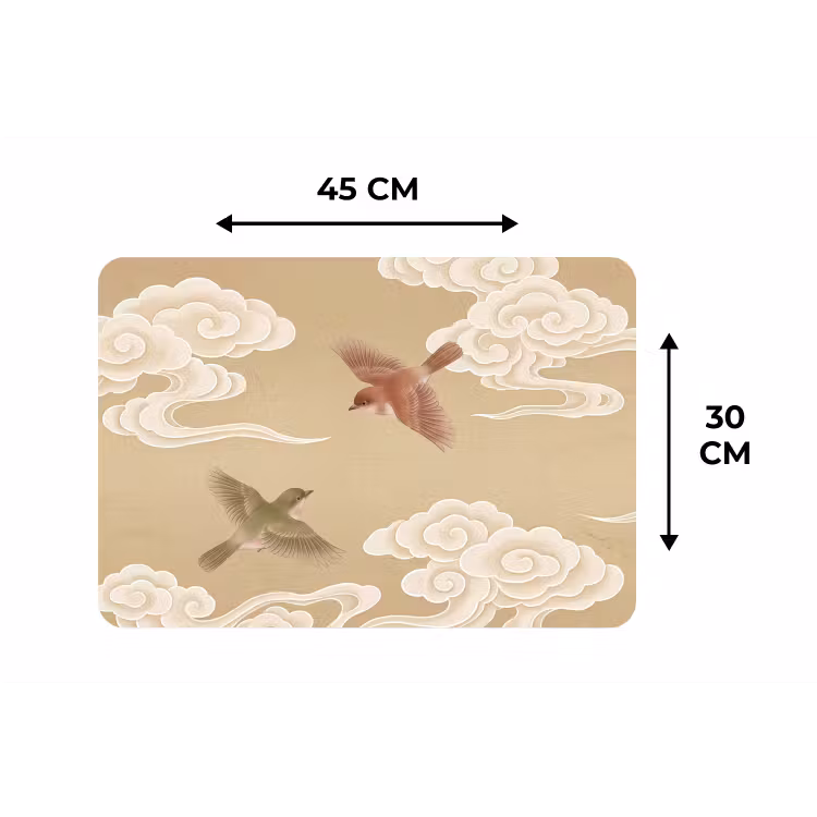 Vogels - Vliegen - Beige Placemat vinyl groot -specs