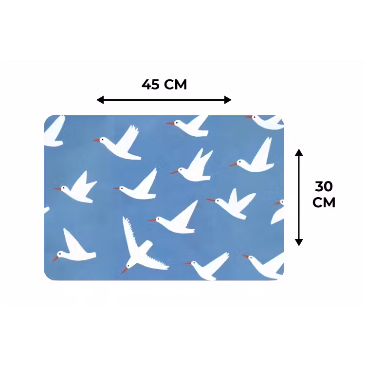 Vogels - Wit - Patroon Placemat vinyl groot -specs