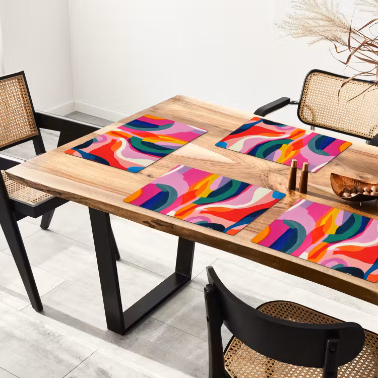 Vormen - Golvend - Abstract - Felroze Placemat vinyl groot -zzsfeer4_Kitchenyeah-website
