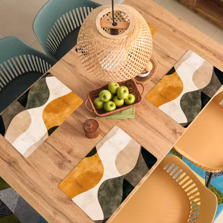 Vormen - Okergeel - Abstract Placemat vinyl groot -zzsfeer5_Kitchenyeah-website