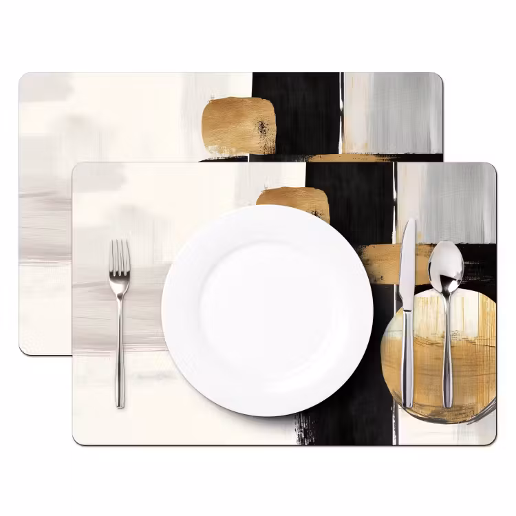 Vormen - Penseelstreken - Abstract - Goud Placemat vinyl groot -zzsfeer2_Kitchenyeah-website