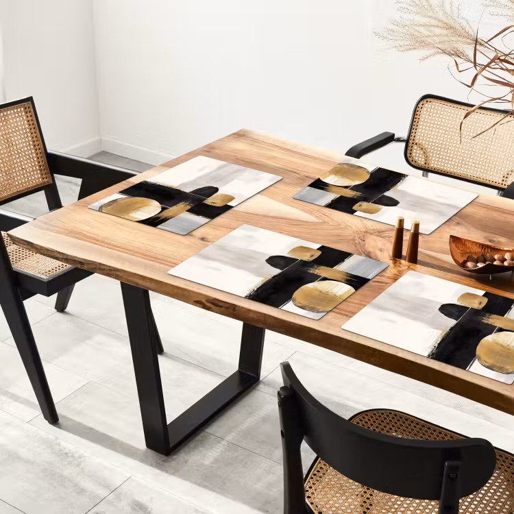 Vormen - Penseelstreken - Abstract - Goud Placemat vinyl groot -zzsfeer4_Kitchenyeah-website