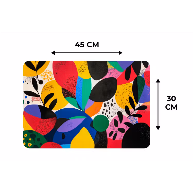 Vormen - Stippen - Kleurrijk Placemat vinyl groot -specs