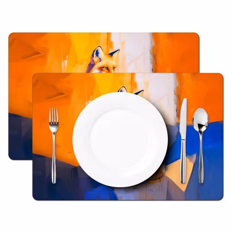 Vos - Oranje - Vormen - Abstract Placemat vinyl groot -zzsfeer2_Kitchenyeah-website