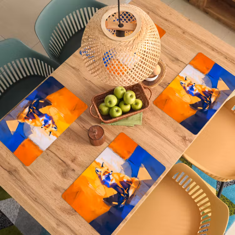 Vos - Oranje - Vormen - Abstract Placemat vinyl groot -zzsfeer5_Kitchenyeah-website