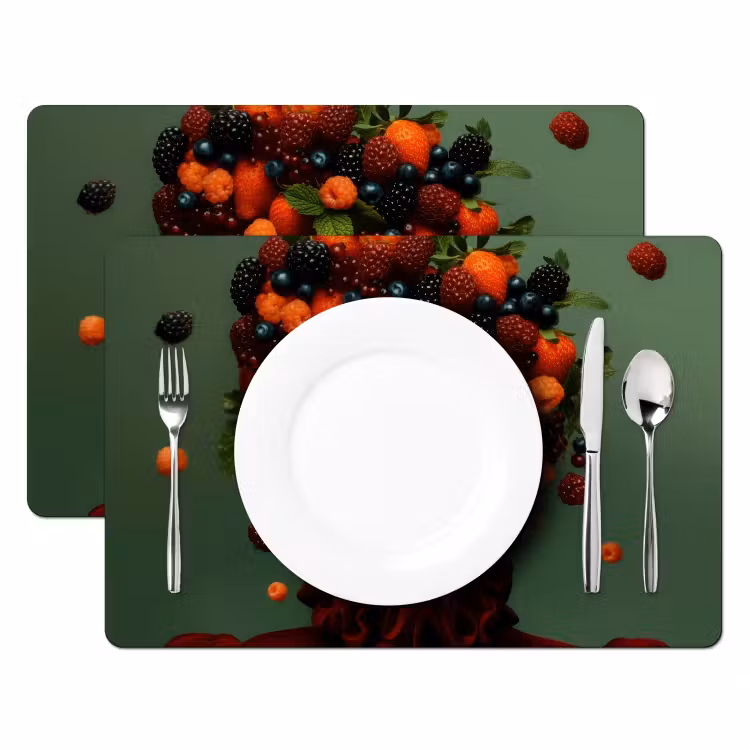 Vrouw - Aardbeien - Frambozen - Bramen - Bessen Placemat vinyl groot -zzsfeer2_Kitchenyeah-website