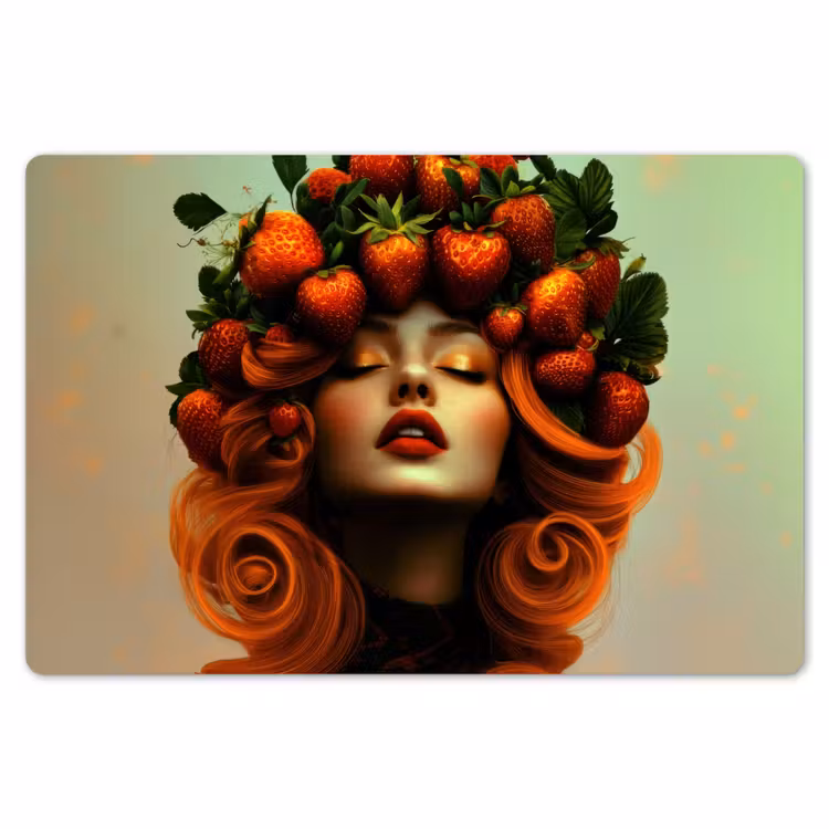 Vrouw - Aardbeien - Kroon Placemat vinyl groot -zzsfeer1_Kitchenyeah-website
