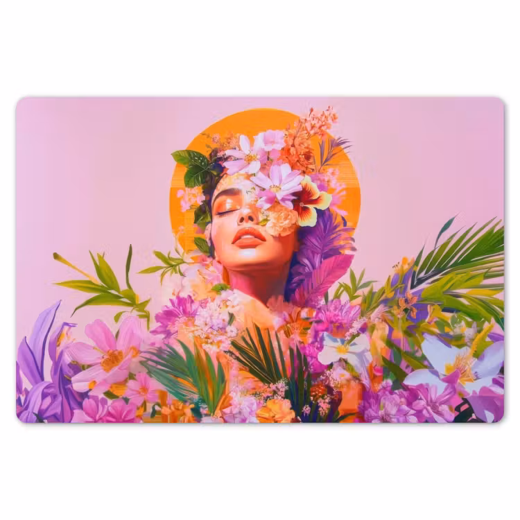 Vrouw - Abstract - Cirkel - Bloemen Placemat vinyl groot -zzsfeer1_Kitchenyeah-website