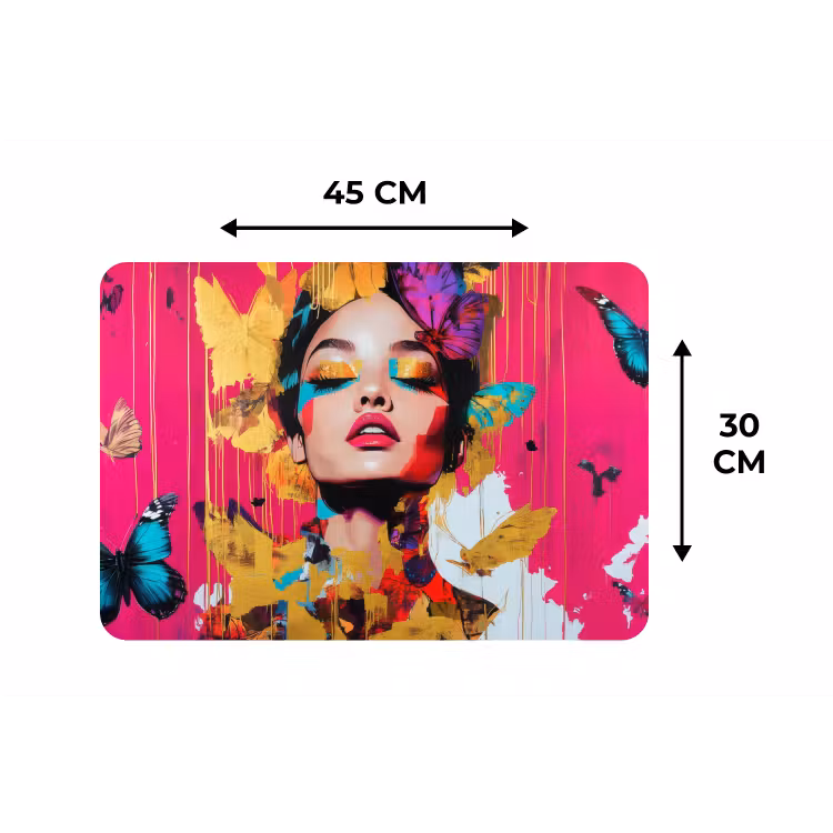Vrouw - Abstract - Kleurrijk Placemat vinyl groot -specs