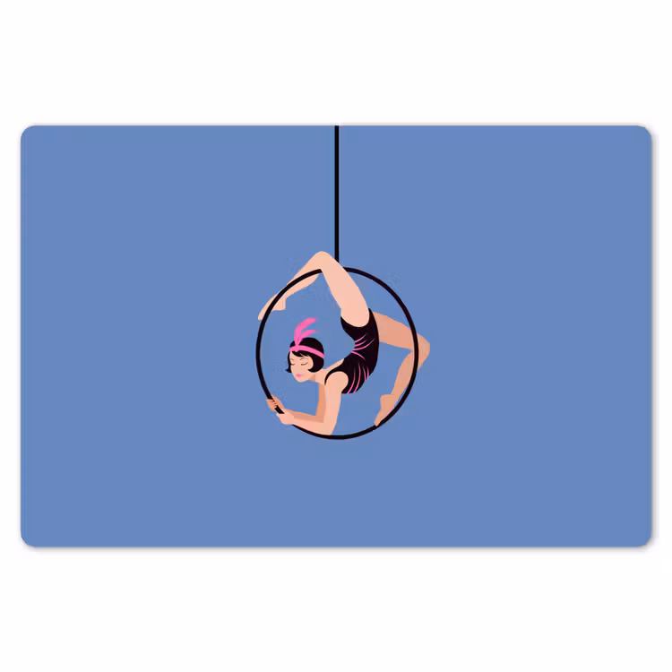 Vrouw - Aerial hoop - Art deco - Illustratie - Blauw Placemat vinyl groot -zzsfeer1_Kitchenyeah-website