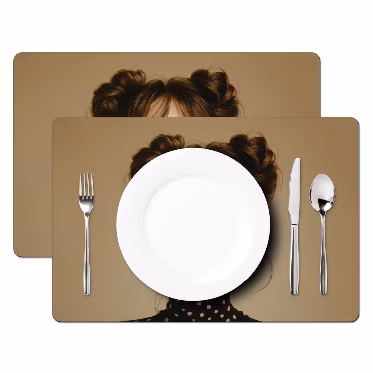 Vrouw - Beige - Bloem - Modern - Portret Placemat vinyl groot -zzsfeer2_Kitchenyeah-website